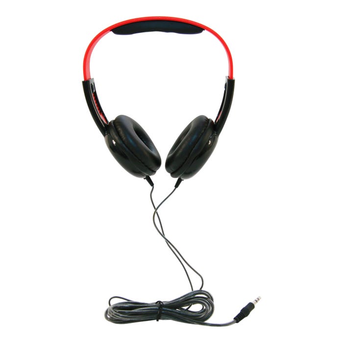 Califone KH-12 BK Pre-K On-Ear Headphones, 3.5mm, Black/Red