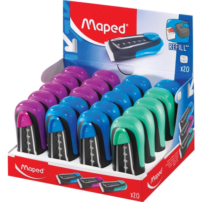 Maped Ultra-Clean Expert Retractable Eraser, Assorted Colors, Pack of 20