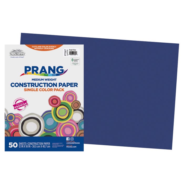 Prang Medium Weight Construction Paper, 12 x 18 Inches, Bright Blue, 50 Sheets