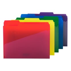Smead Poly File Folders with Slash Pockets, Letter Size, 1/3 Cut Tabs, 3/4 Inch Expansion, Assorted Colors, Pack of 30