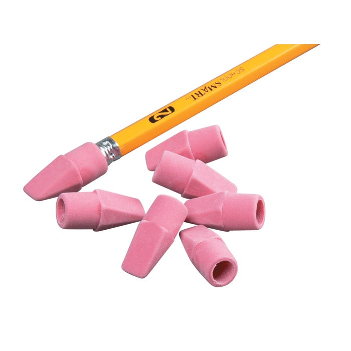 School Smart Pencil Tip Wedge Cap Erasers, Pink, Pack of 144