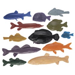 Fish Replica Rubber Stamp for Printmaking, Set of 12