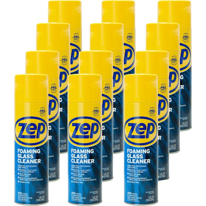 Zep Foaming Glass Cleaner, 19 Fluid Ounces, Black, Pack of 12