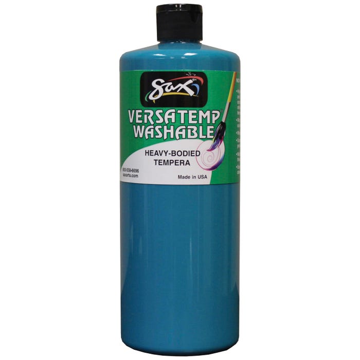 Sax Versatemp Washable Heavy-Bodied Tempera Paint, 1 Quart, Turquoise