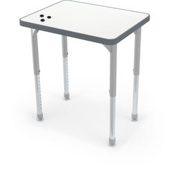 MooreCo Hierarchy Kidney Table, Standard Leg Height, Porcelain Steel Top, Charcoal Edge, 26 x 20 x 18 to 29 Inches 4002645