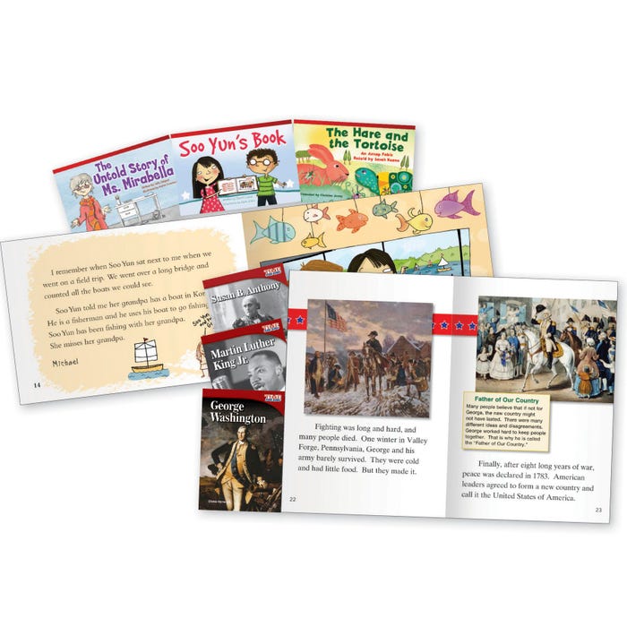 Teacher Created Materials Motivational Figures and Characters Fiction & Nonfiction Text Pairs, Grade 2, Set of 6