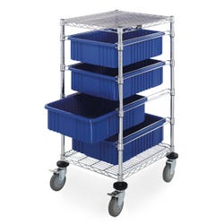 Quantum Bin Cart with 4 Bins, 21 x 24 x 45 Inches, Chrome