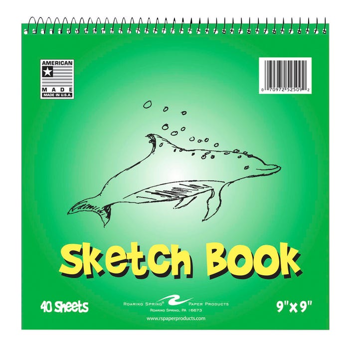 Roaring Spring Kids Sketch Book, 9 x 9 Inches, 40 Sheets