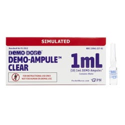 Demo Dose Clear Ampule for Training Use, 1 mL