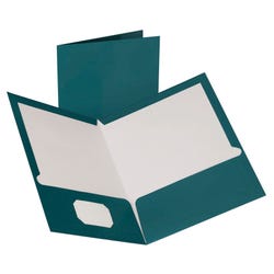 Oxford Laminated 2-Pocket Portfolio, 8-1/2 x 11 Inches, Metallic Teal, Pack of 25, Item Number 1303663