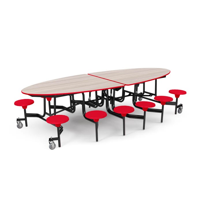 Classroom Select Mobile Table, 12 Stools, Elliptical, 10 Feet