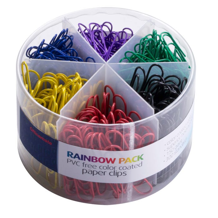 Officemate PVC-Free Color Coated Clips, Assorted Colors, Pack of 450