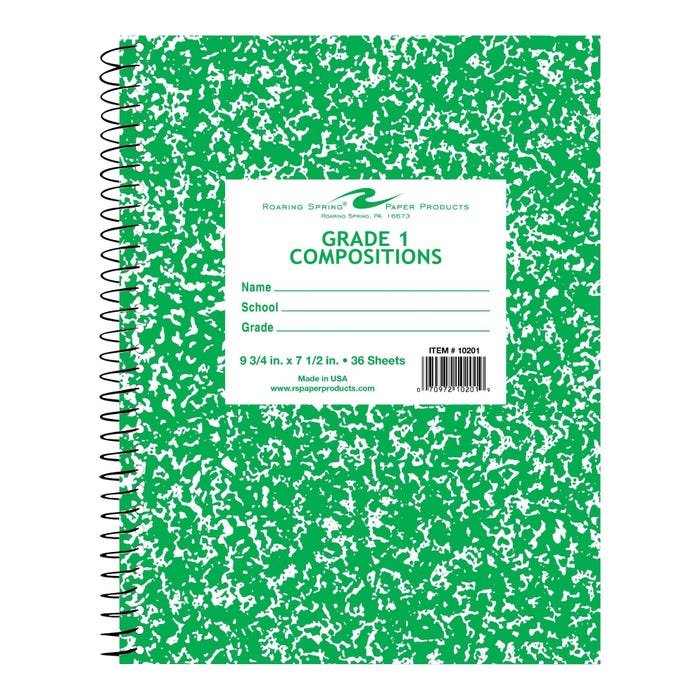 Roaring Spring Grade One Ruled Notebook, 9-3/4 x 7-1/2 Inch, 36 sheets