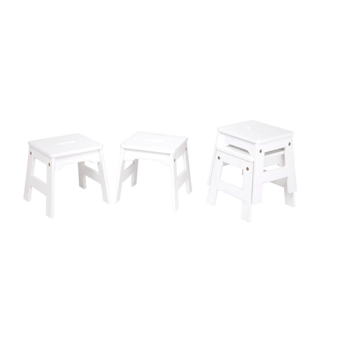 Melissa & Doug Wooden Stools, 12 x 11 x 11 Inches, White, Set of 4
