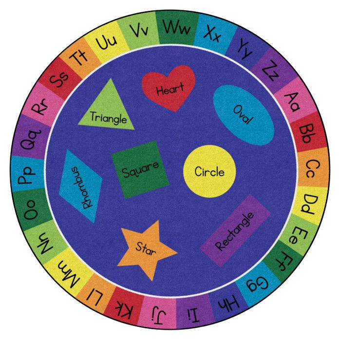 Childcraft Rainbow of Shapes Carpet, Round, 6 Feet, Primary Colors