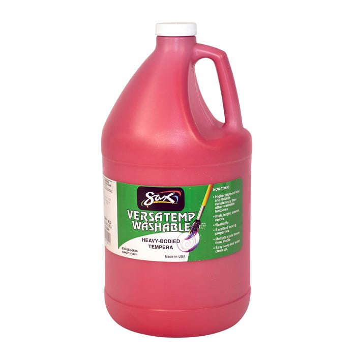Sax Versatemp Washable Heavy-Bodied Tempera Paint, 1 Gallon, Primary Red