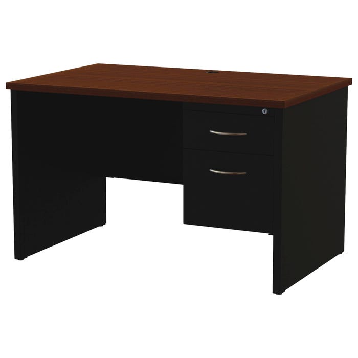 Lorell Walnut Laminate Top/Black Modular Desking, Right Pedestal Desk, 48 x 30 Inches, Walnut/Black