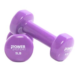 Power System Deluxe Vinyl Dumbbells, 5 Pounds, Purple, Pair, Item Number 2093208