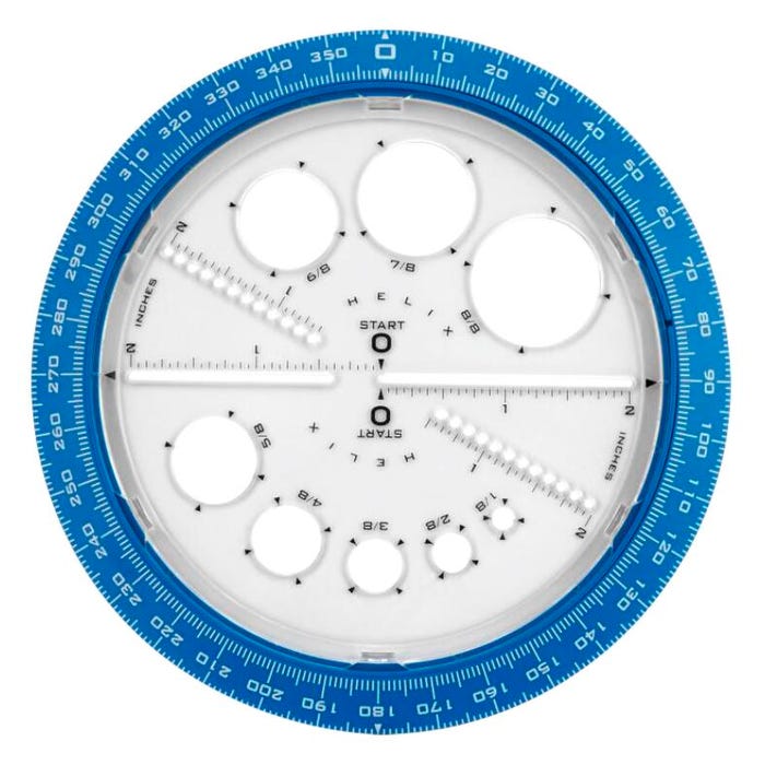 Helix Angle and Circle Maker Protractor/Compass, 1/8 to 4 Inches, Assorted Colors