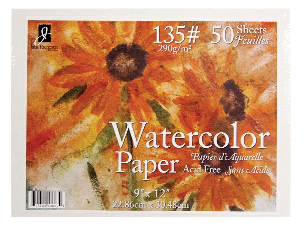 Jack Richeson Watercolor Paper, 9 x 12 Inches, 135 lb, 50 sheets Item Number 1540149