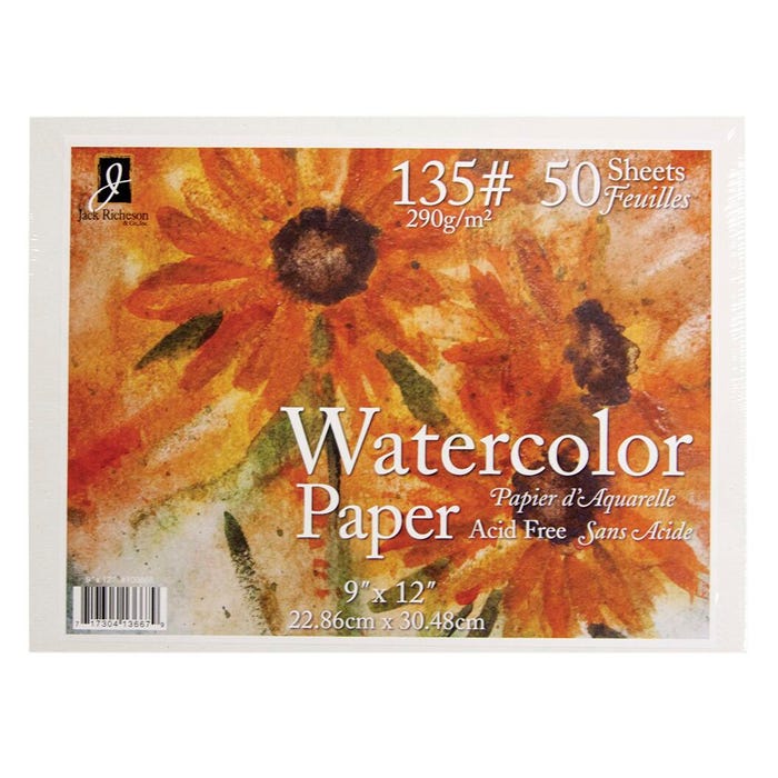 Jack Richeson Watercolor Paper, 9 x 12 Inches, 135 lb, 50 sheets