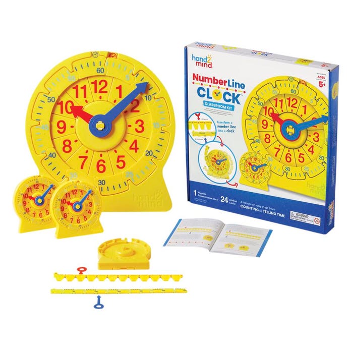 hand2mind NumberLine Clock Class Set, Grades 1 to 4