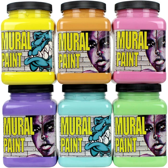 Chroma Mural Paint, Assorted Pastel Tints, Pints, Set of 6