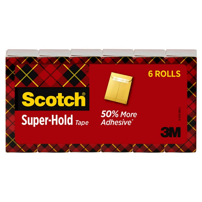 Scotch Super Hold Tape, 0.75 x 100 Inches, Pack of 6