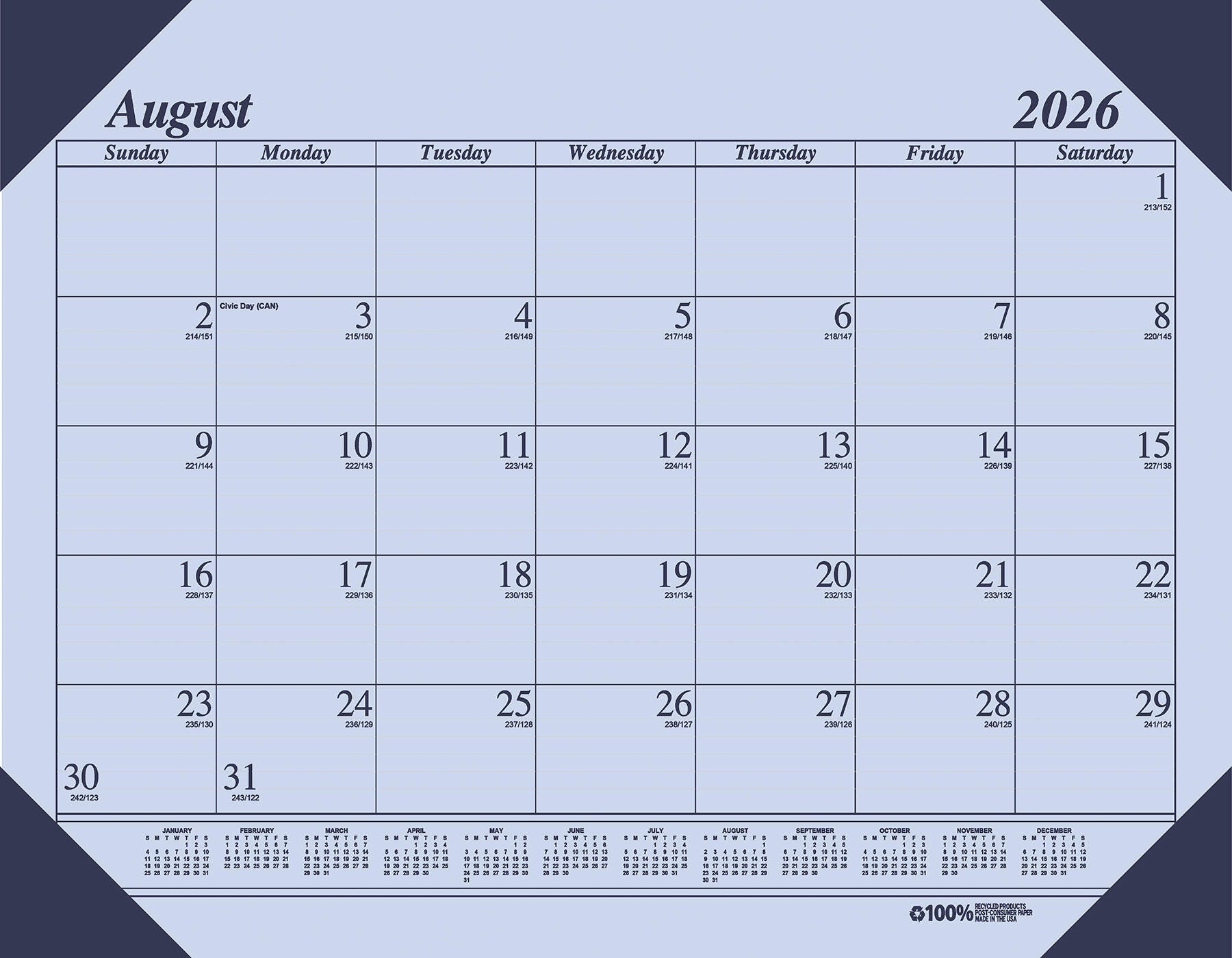 Image for House of Doolittle Ecotones Compact Academic Desk Pad Calendar, 12 Months, August 2026 to July 2027, 18-1/2 x 13 Inches, Orchid from School Specialty