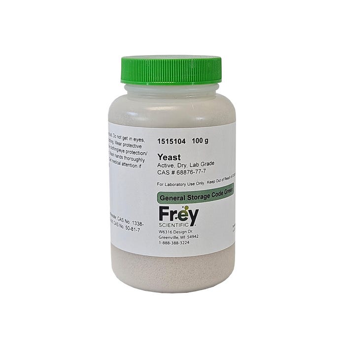 Frey Scientific Active Dry Yeast, Lab Grade, 100 Grams
