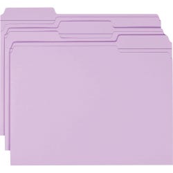 Smead Reinforced File Folders, Letter Size, 1/3 Cut Tabs, Lavender, Pack of 100