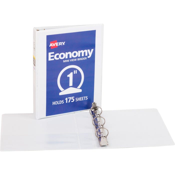 Avery Mini Economy View Binder, 1 Inch, 5-1/2 x 8-1/2 Inches, Round Ring, White