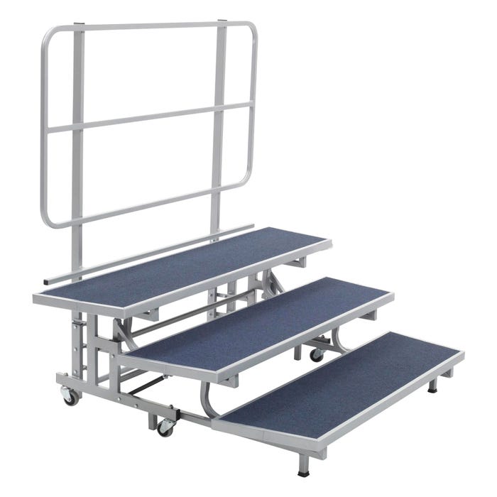 AmTab E-Z Riser 3-Tier Mobile Riser, Carpet Deck