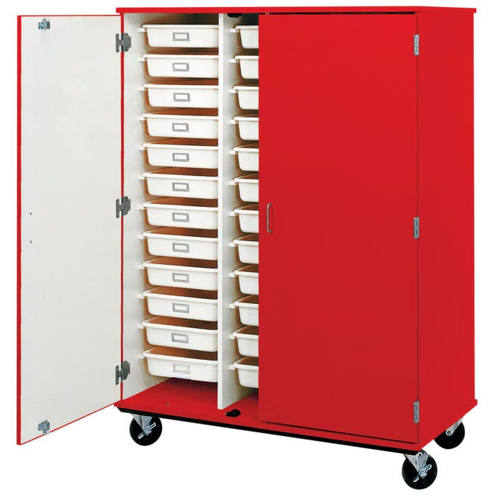 Stevens I.D. Systems Mobile Tray Cabinet with Doors, No Lock, 36 Trays, 48 x 24 x 67 Inches