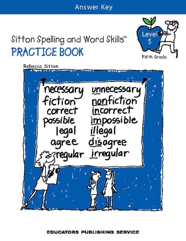 Image for Sitton Spelling, Student Practice Book, Level 5, Answer Key from School Specialty