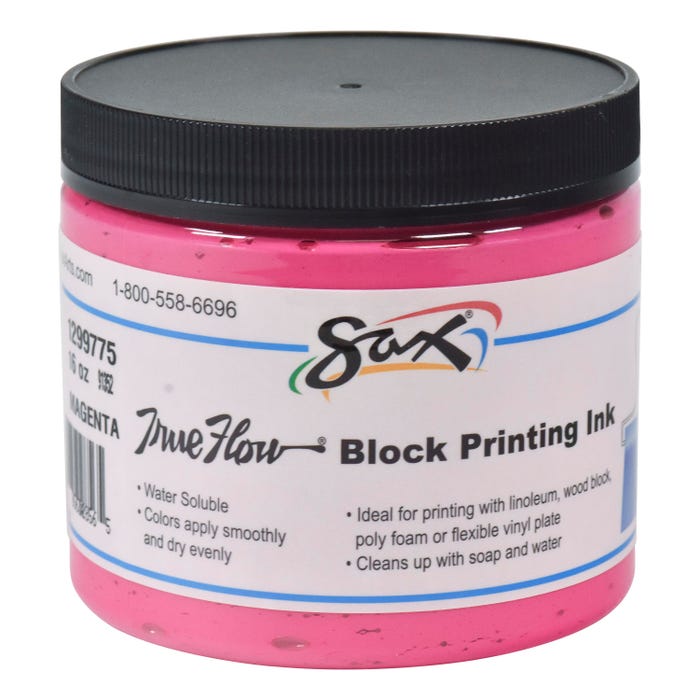 Sax Water Soluble Block Printing Ink, 1 Pint Jar, Magenta