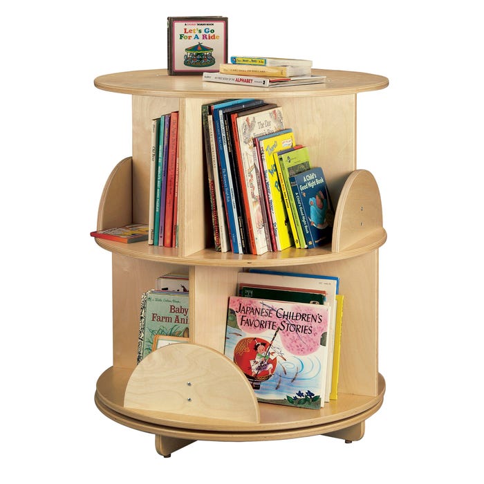 Whitney Brothers Book Carousel with 2 Shelves, 21-3/4 x 21-3/4 x 30-1/2 Inches, Wood
