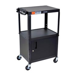 Luxor H Wilson Adjustable AV Cart with Cabinet and Electrical, 24 in W X 18 in D X 42 in H, Item Number 1304810