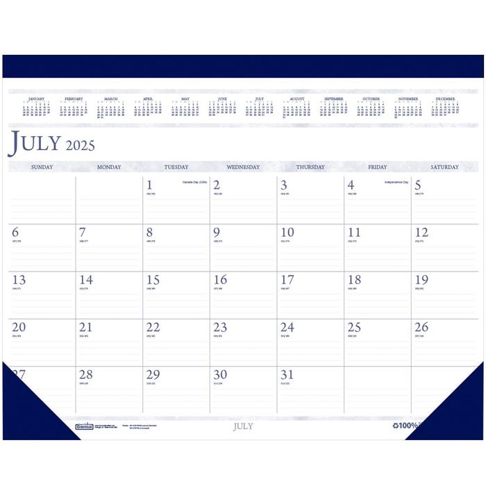 House of Doolittle Recycled Academic Desk Pad Calendar, July 2025-August 2026, 22 x 17 Inches