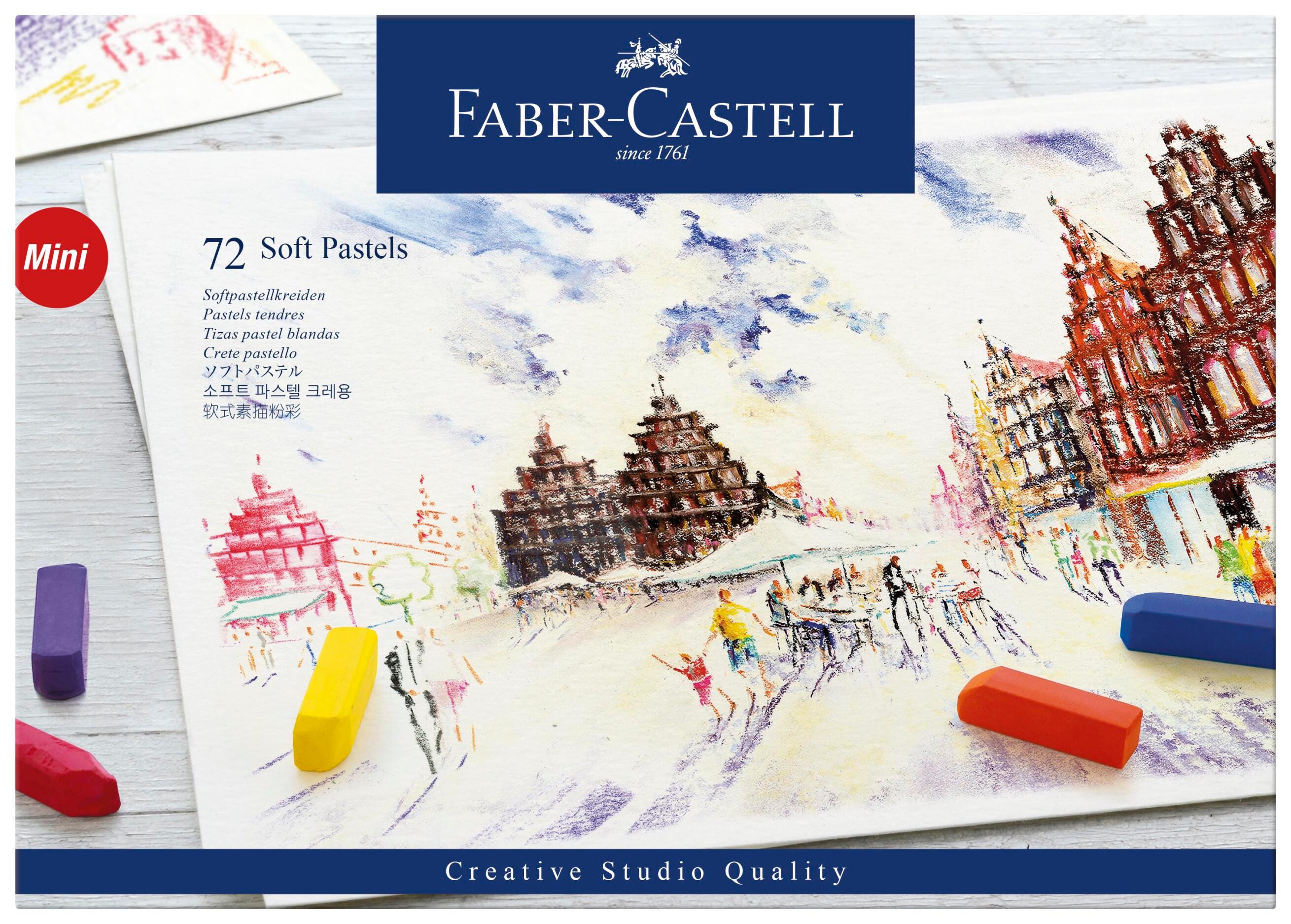 Faber-Castell Creative Studio Square Soft Pastel Set, 1-1/4 x 5/16 in, Assorted Color, Set of 72 401341