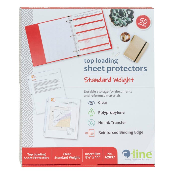 C-Line Standard Weight Sheet Protector, 8-1/2 x 11 Inches, Clear, Pack of 50