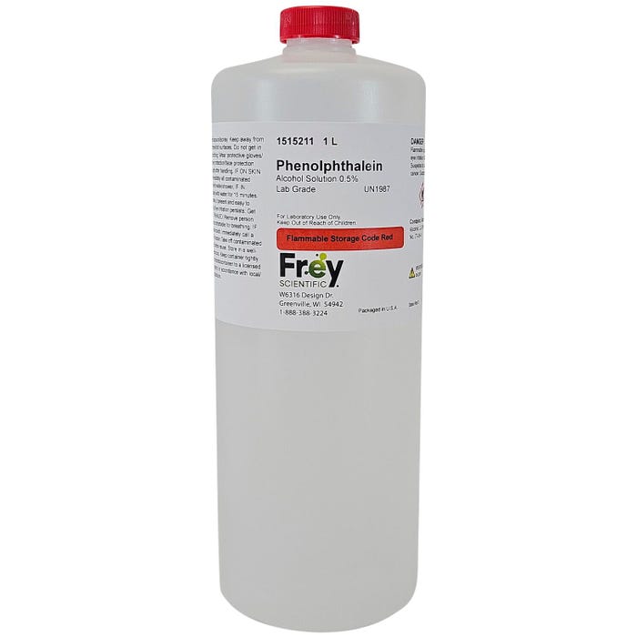 Frey Scientific Phenolphthalein Solution, 0.5% Alcohol, Lab Grade, 1L
