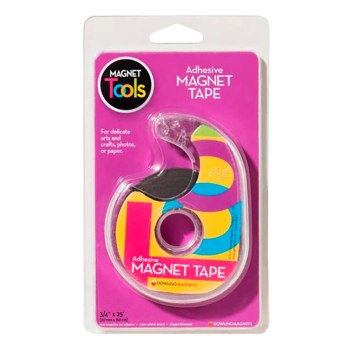 Dowling Magnets Adhesive Extra Thin Magnetic Tape with Dispenser, 3/4 Inch x 25 Feet