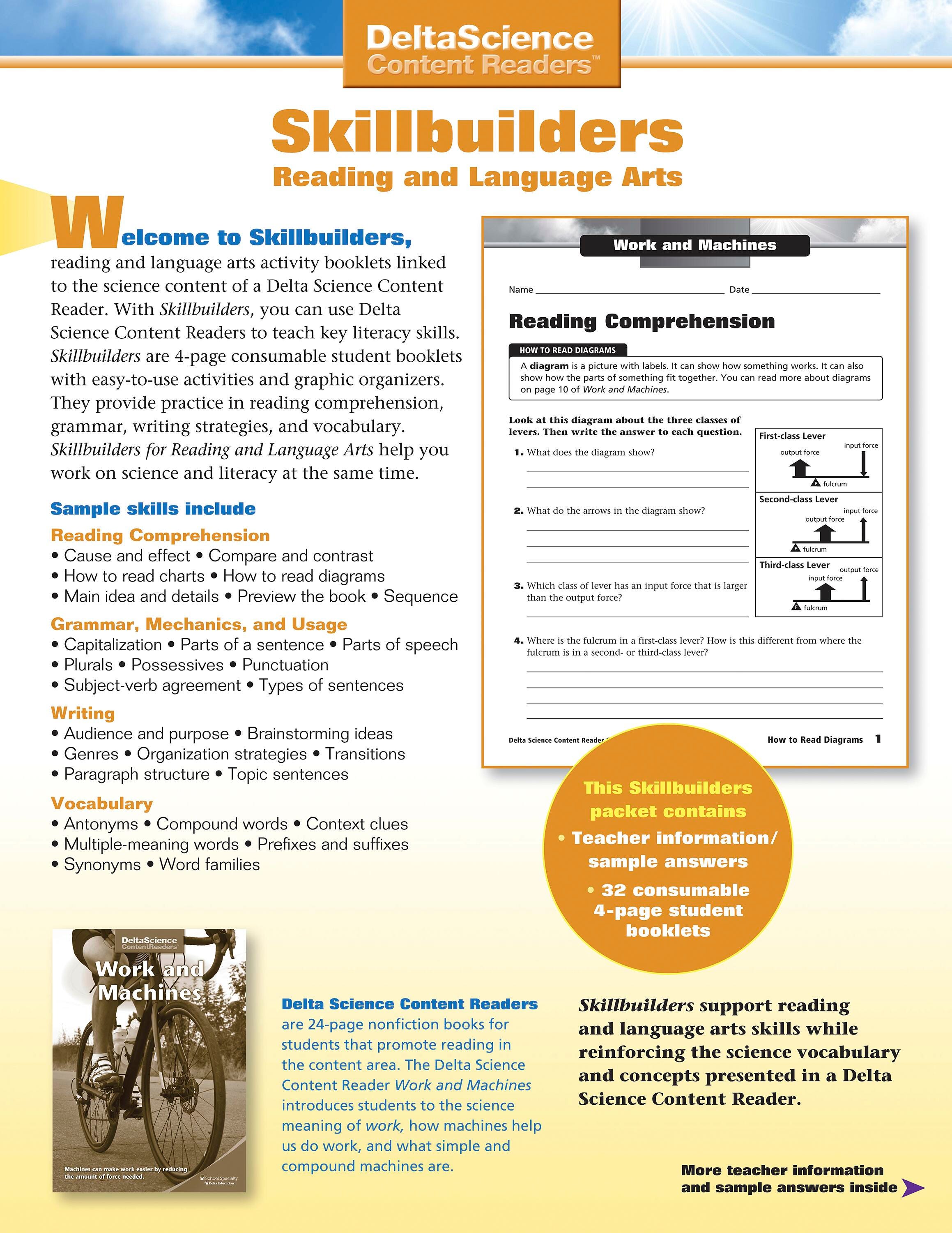 Delta Science Content Readers Work and Machines Red and Purple Skillbuilders, Pack of 32, Item Number 1278170