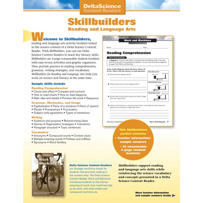 Delta Science Content Readers Work and Machines Red and Purple Skillbuilders, Pack of 32