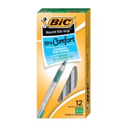 BIC Round Stic Xtra Comfort Ballpoint Pens, Medium Point, Green, Pack of 12 038406