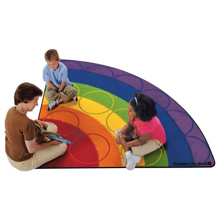 Carpets for Kids Rainbow Rows Corner Carpet, 6 Feet Radius, Multicolored