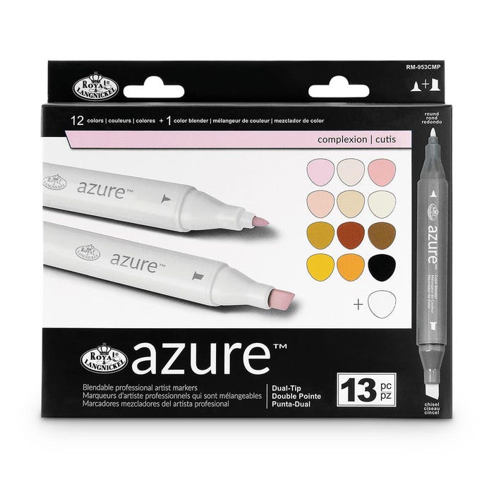 Royal Brush Azure Professional Artist Alcohol Markers, Assorted Skin Tones, Set of 13