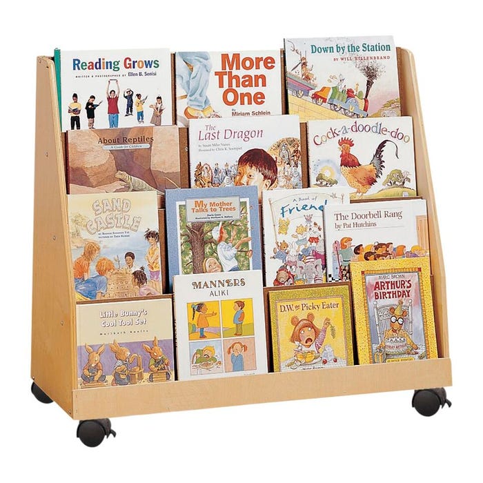 Childcraft Book Display with Locking Casters, 4 Shelves, 36 x 11-3/4 x 31-3/8 Inches