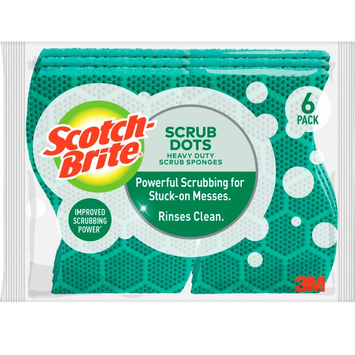 Scotch-Brite Scrub Dots Scrub Sponge, Heavy Duty, Pack of 6